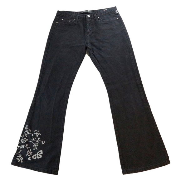 Vintage Versace Black Floral Embroidered Jeans - Picture 4 of 4